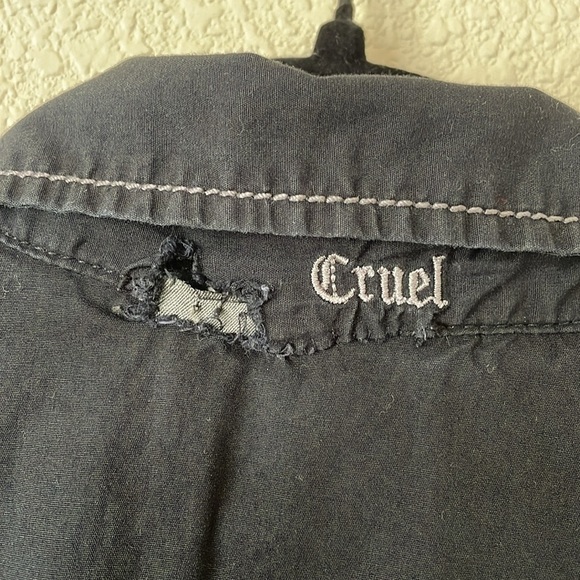 Cruel Western Shirt Pearl Snap Rhinestone Black Button Down Women’s M Goth Top - Picture 10 of 12